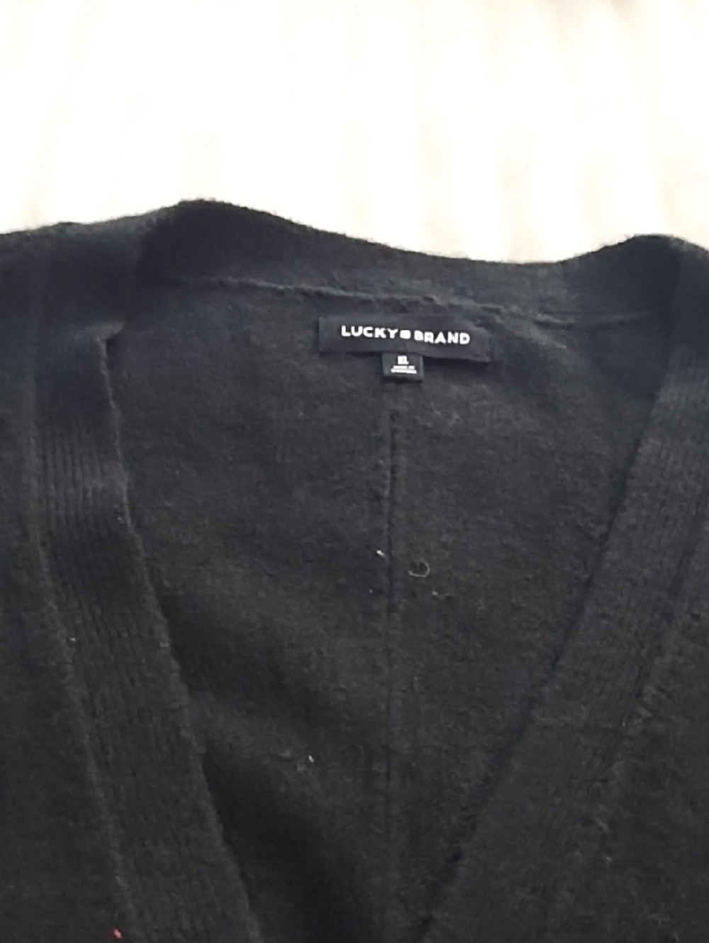 Classic Black V-Neck Women's Cardigan Sweater -Lucky Brand - Picture 2 of 5